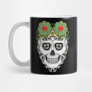 Sugarskull vintage art set with sapphire and black diamond design day of the dead. Mug